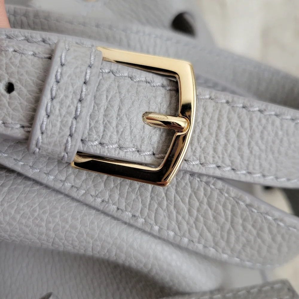 FURLA Pebble Gray Leather Crossbody/Bucket Bag - Picture 8 of 10